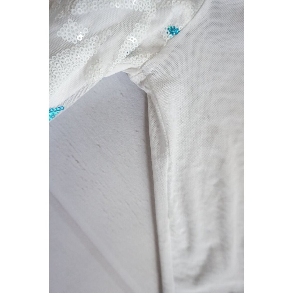 Frozen Elsa Girls White Sequined Gown w/ Trail – Size 150 (US Girls 10-12) - Picture 5 of 9